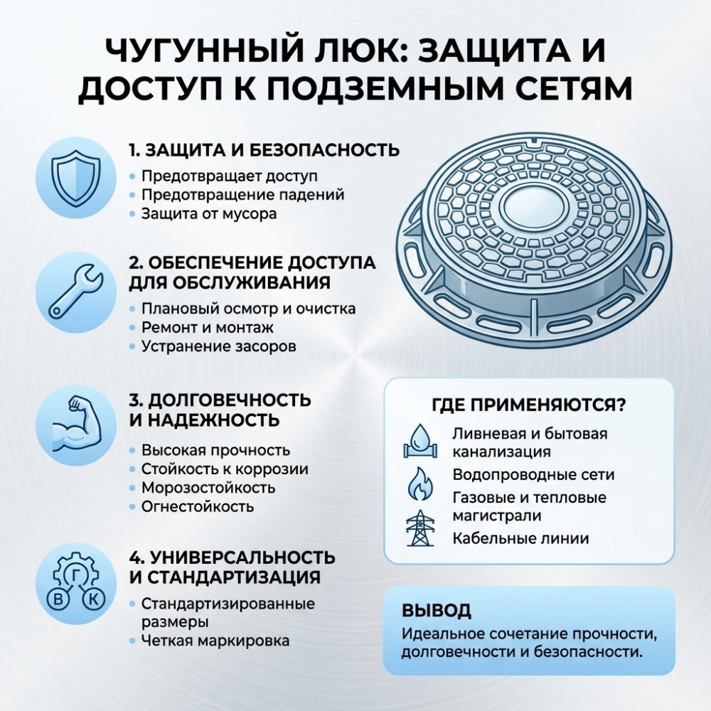 Для чего нужен чугунный канализационный люк